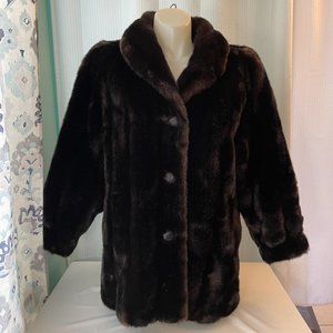 Vintage - Faux Fur Mink Coat XL Brown Hillmoor New York Grandmacore Mobwife